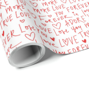 Hand written love script typography wrapping paper