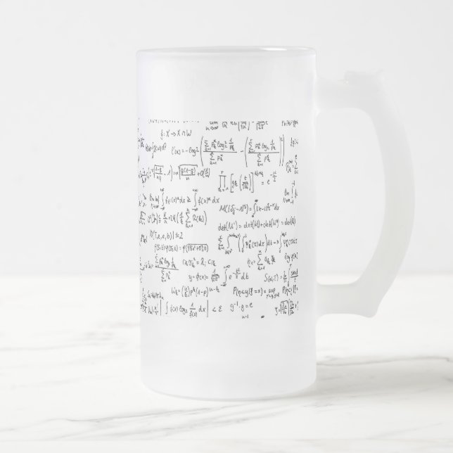 Hand Written Math Equations // Frosted Glass Beer Mug (Right)
