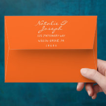 Hand Written Orange Bold Whimsical Wedding