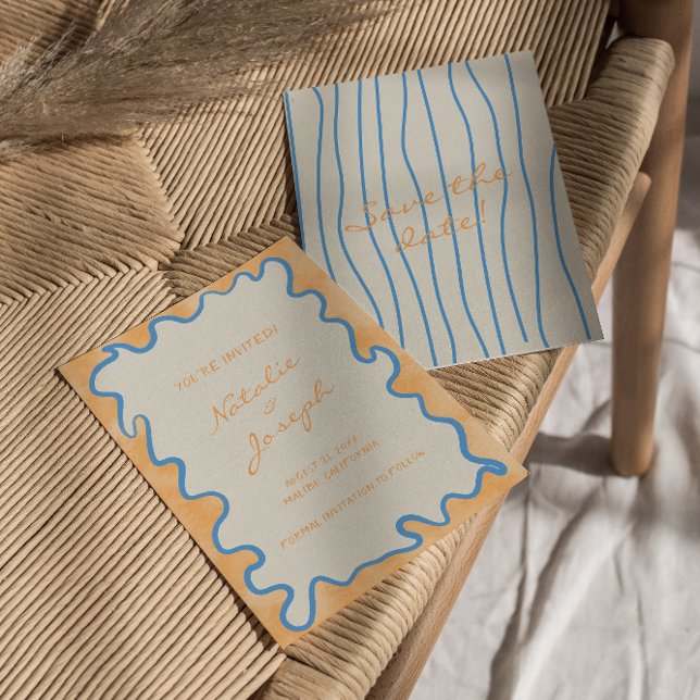 Hand Written Painted Retro Whimsical Funky Wedding Save The Date (Creator Uploaded)