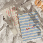 Hand Written Painted Whimsical Wedding Details Enclosure Card<br><div class="desc">Simple and stylish retro colourful orange blue wedding guest info details. As you see it has creamy background and orange hand written whimsical text layout. And sky blue hand painted champagne glasses . All the info are customisable as website, transportation, accommodation . Grab it along with other products from this...</div>