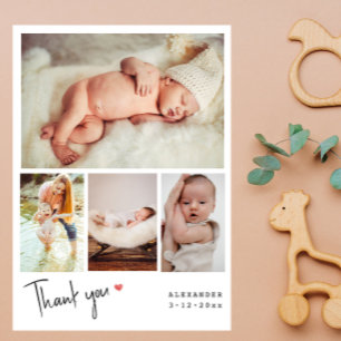 Hand-written Photo Collage Baby Shower Thank You Postcard