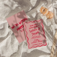 Hand-Written Pink Red Quirky Retro Fun Wedding