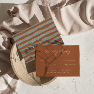 Hand Written Pinstripes Whimsical Fall Wedding RSVP Card