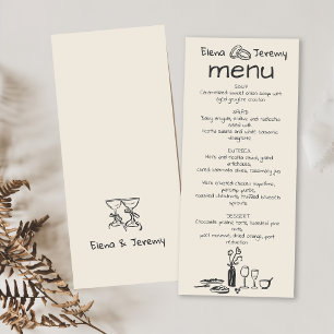 Hand Written Quirky Drawing Wedding Menu