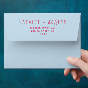 Hand-Written Retro Bright Funky Modern Wedding Envelope