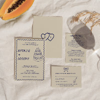 Hand-Written Retro Unique Cake Modern Wedding