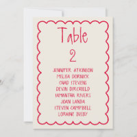Hand-Written Retro Unique Wedding Seating Chart