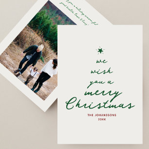 Hand-written Script Christmas Tree Modern Photo Holiday Card