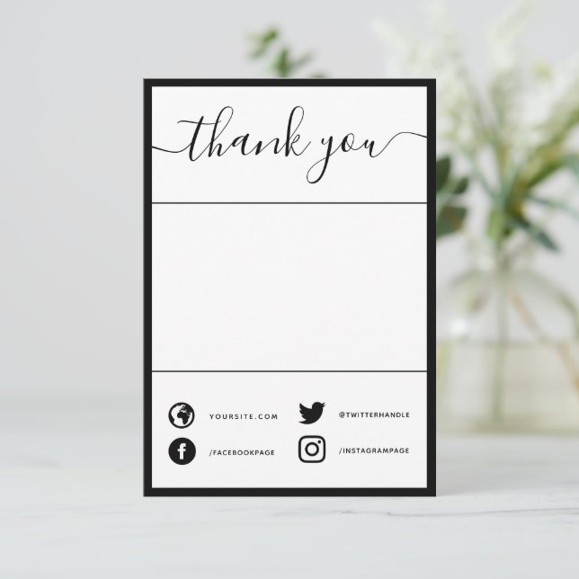 Hand written simple social thank you insert card (Standing Front)