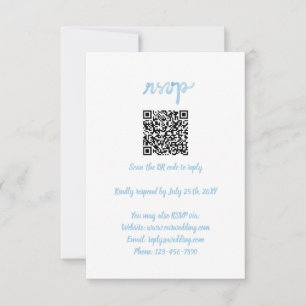 Hand Written Simple Whimsical Light Blue QR Code RSVP Card