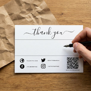  Hand written social qr code thank you insert card