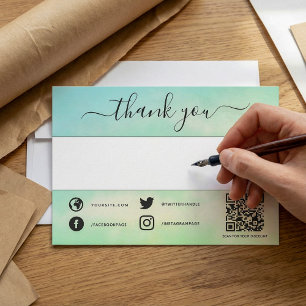  Hand written social qr code thank you insert card