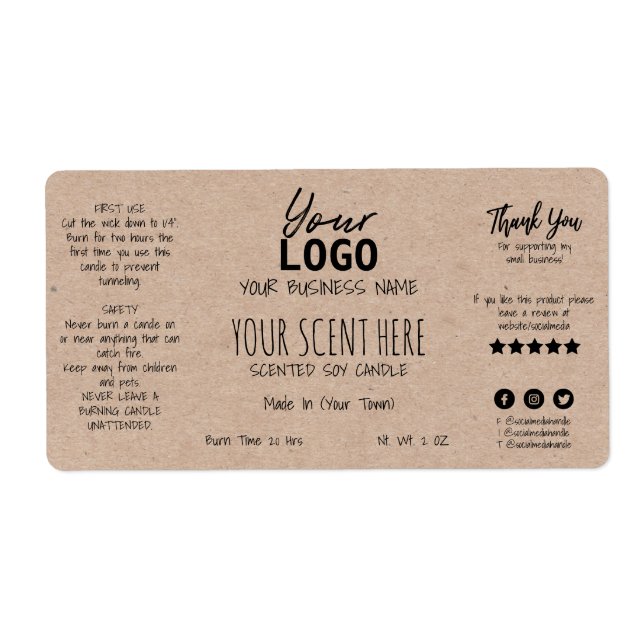 Hand Written Styled Minimalist Scented Soy Candle (Front)