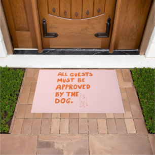 Hand-written typography with dog illustration doormat