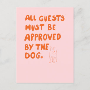 Hand-written typography with dog illustration postcard