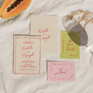 Hand-Written Vintage Colourful bold Modern Wedding Invitation