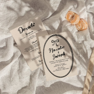 Hand Written Vintage Fun Modern All In One Wedding Invitation