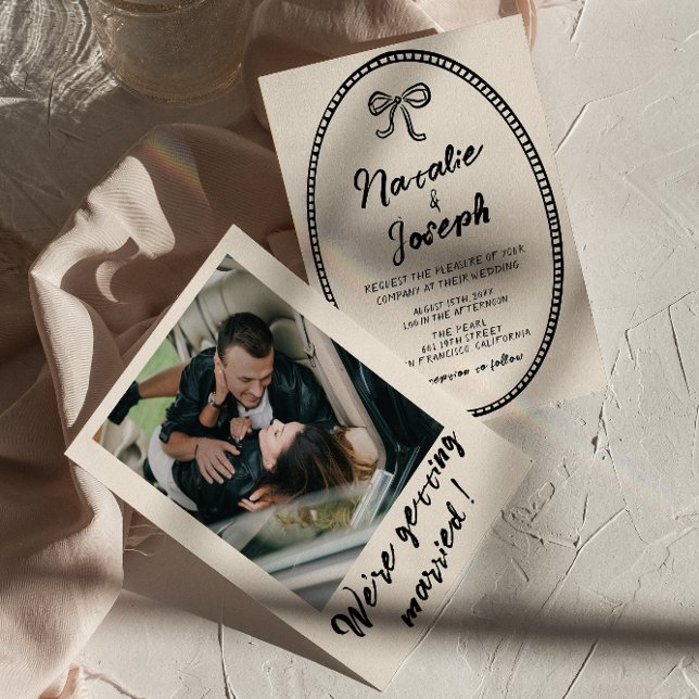 Hand Written Vintage Unique Modern Photo Wedding Invitation (Creator Uploaded)