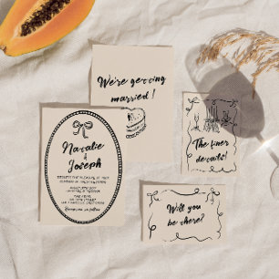 Hand Written Vintage Unique Modern Quirky Wedding Invitation