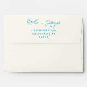 Hand-Written Whimsical Retro Calligraphy Wedding   Envelope