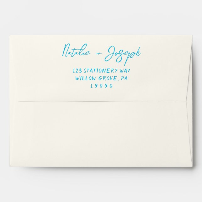 Hand-Written Whimsical Retro Calligraphy Wedding   Envelope (Back (Top Flap))
