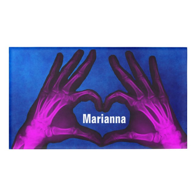 Hand Xray Forms Heart Name Tag (Front)