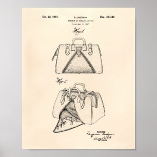 Handbag 1937 Patent Art Old Peper Poster