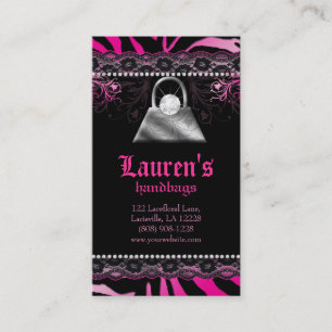 Handbag Purse N Lace Pink Zebra Modern Diamond Business Card