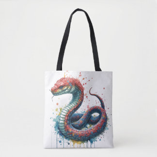handbag with a colourful artistic snake design!