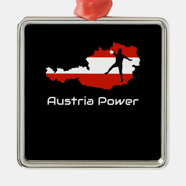 Handball -Austria Power Austria Shirt Metal Tree Decoration (Front)