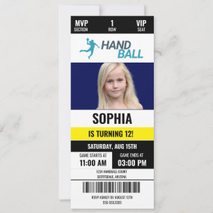 Handball Birthday Girl, Handball player Invitation