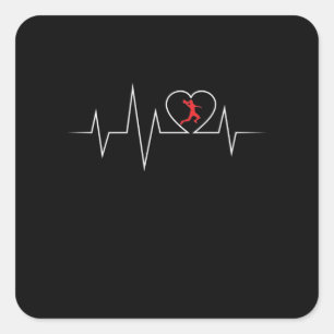 Handball EKG love and heart beat Square Sticker