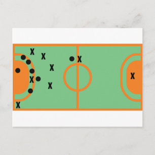 handball field with players icon postcard
