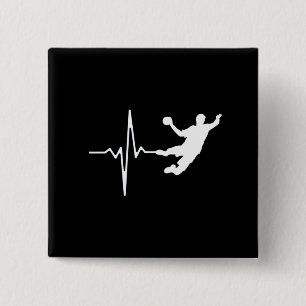 Handball - Handball Player Heartbeat 15 Cm Square Badge