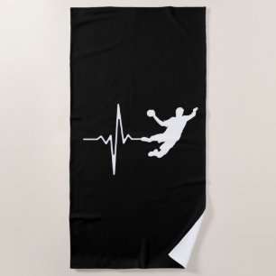 Handball - Handball Player Heartbeat Beach Towel