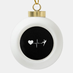 Handball Handball Player Heartbeat  Ceramic Ball Christmas Ornament