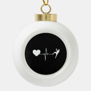 Handball Handball Player Heartbeat Ceramic Ball Christmas Ornament