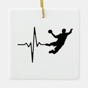 Handball - Handball Player Heartbeat Ceramic Ornament