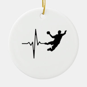 Handball - Handball Player Heartbeat Ceramic Tree Decoration
