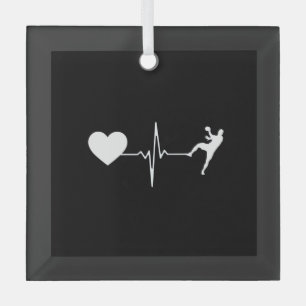 Handball Handball Player Heartbeat Glass Tree Decoration