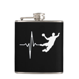 Handball - Handball Player Heartbeat Hip Flask
