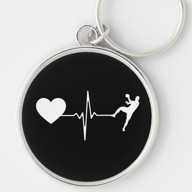 Handball Handball Player Heartbeat Key Ring (Front)
