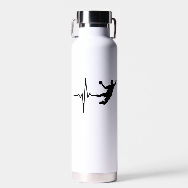Handball - Handball Player Heartbeat Water Bottle (Front)