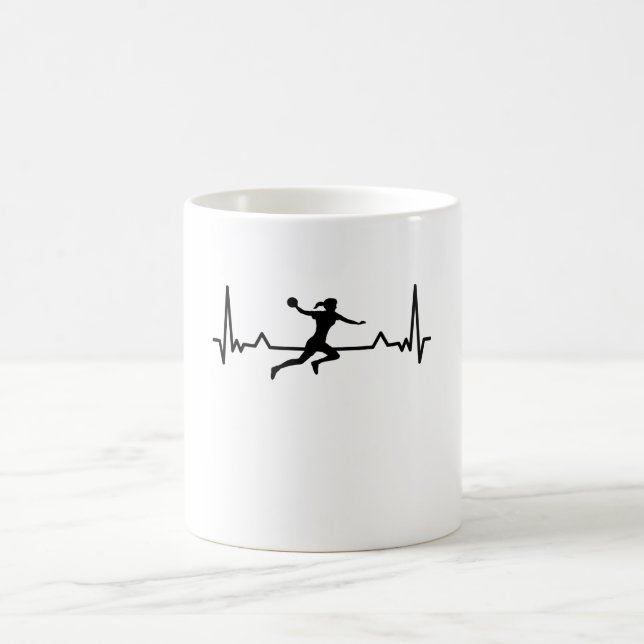 Handball Heartbeat Sports Gift Mom Dad Coffee Mug (Center)