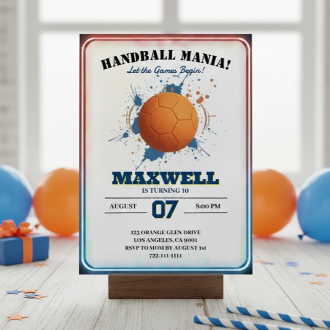 Handball Mania Birthday Invitation (Creator Uploaded)