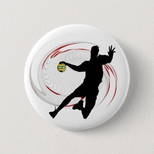 Handball modern sophisticated design of player 6 cm round badge
