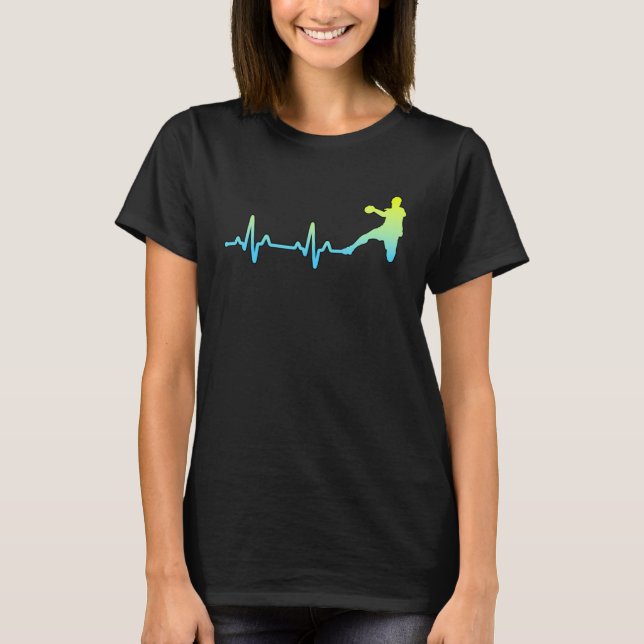 Handball Player Fans Coach Heartbeat T-Shirt (Front)
