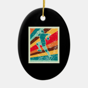 Handball Player Retro Ceramic Tree Decoration