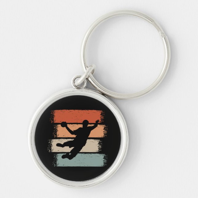 Handball Player Retro Key Ring (Front)